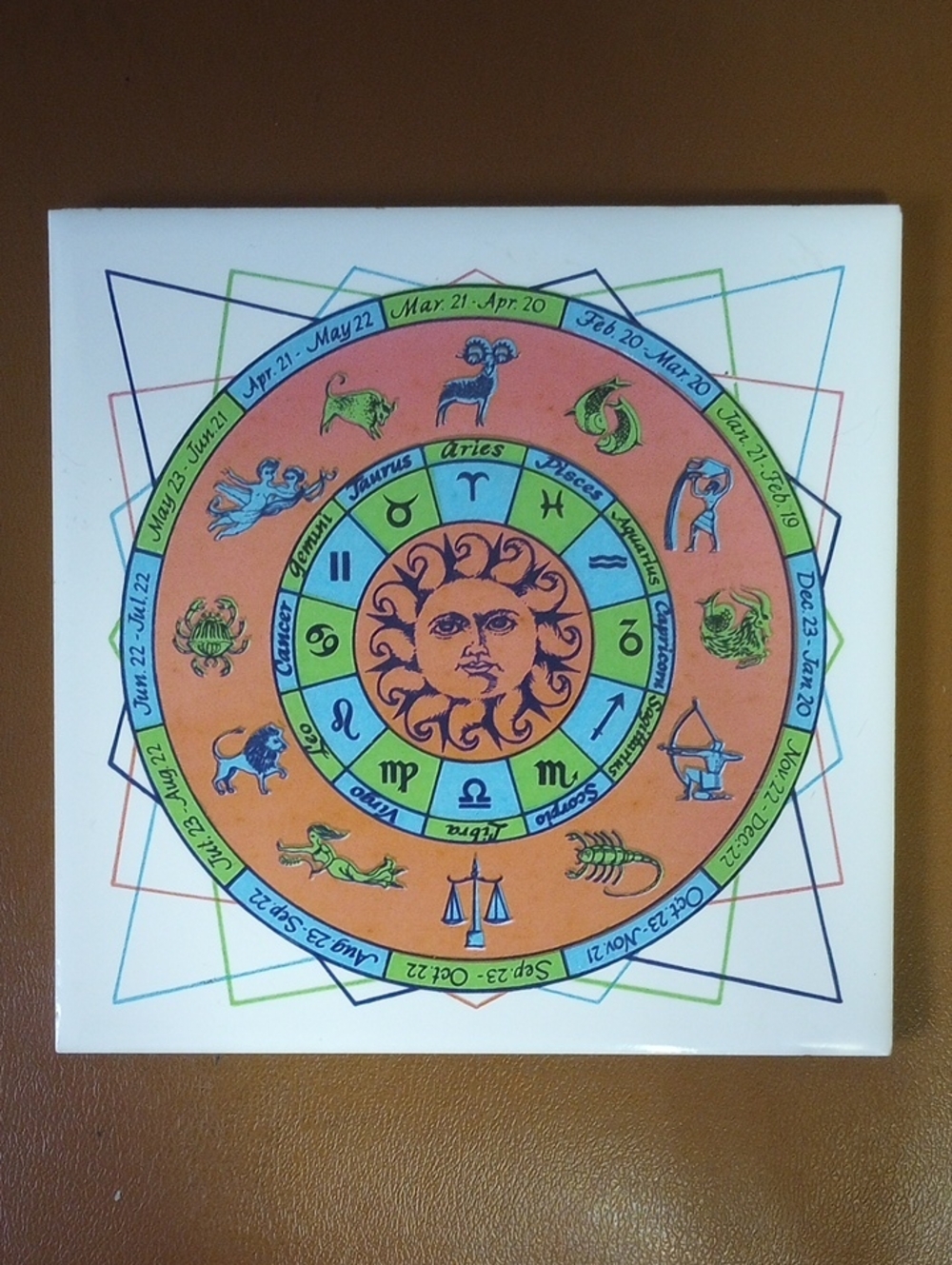 Screen Craft Astrological Sign Ceramic Tile Trivet. Gemini Cancer Aries Virgo